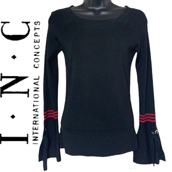 I-N-C International Concepts Black Bell Sleeve Knitted Sweater Size S - Picture 1 of 11